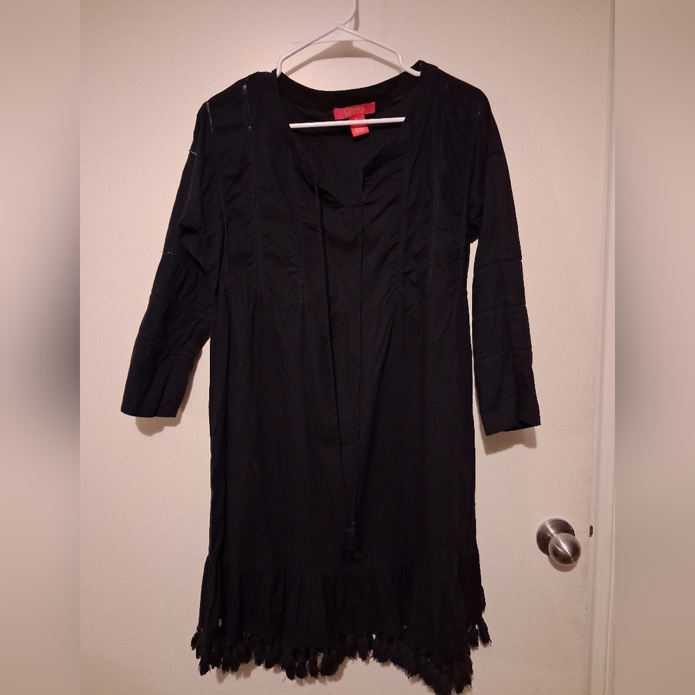 Catherine Malandrino Black Tassel Tunic